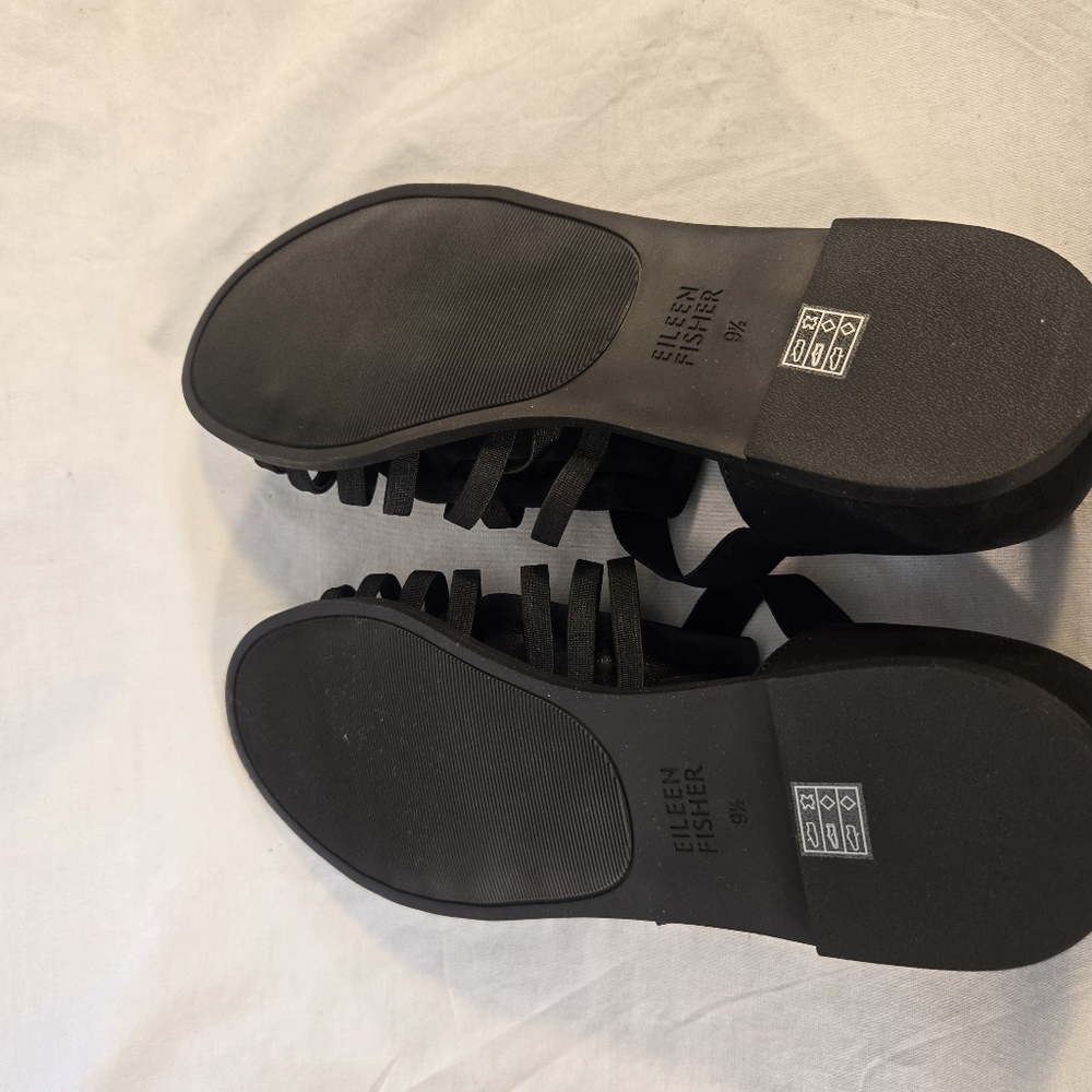 Eileen Fisher Shoes Women's 9.5 Rato Sandals Black Elastic Band New - Picture 4 of 4